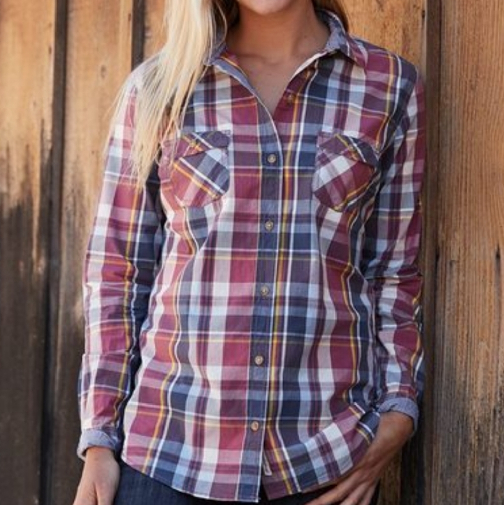 Weatherproof W154680 - Vintage Women's Plaid Long Sleeve Shirt, size M
